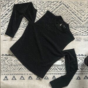 1. State Black Asymmetrical Bodysuit with Mandarin Collar